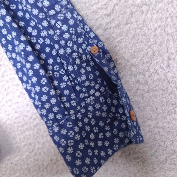 Old Navy Shirt Mens‎ Medium Slim Fit Blue Geometric Long Sleeve Button Down - Picture 6 of 14